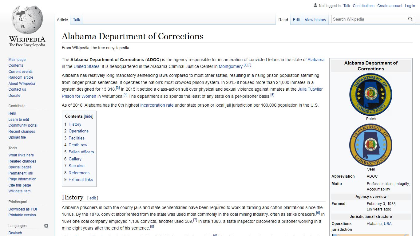 Alabama Department of Corrections - Wikipedia